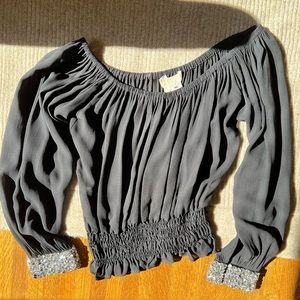 Michael Kors off the shoulder black blouse